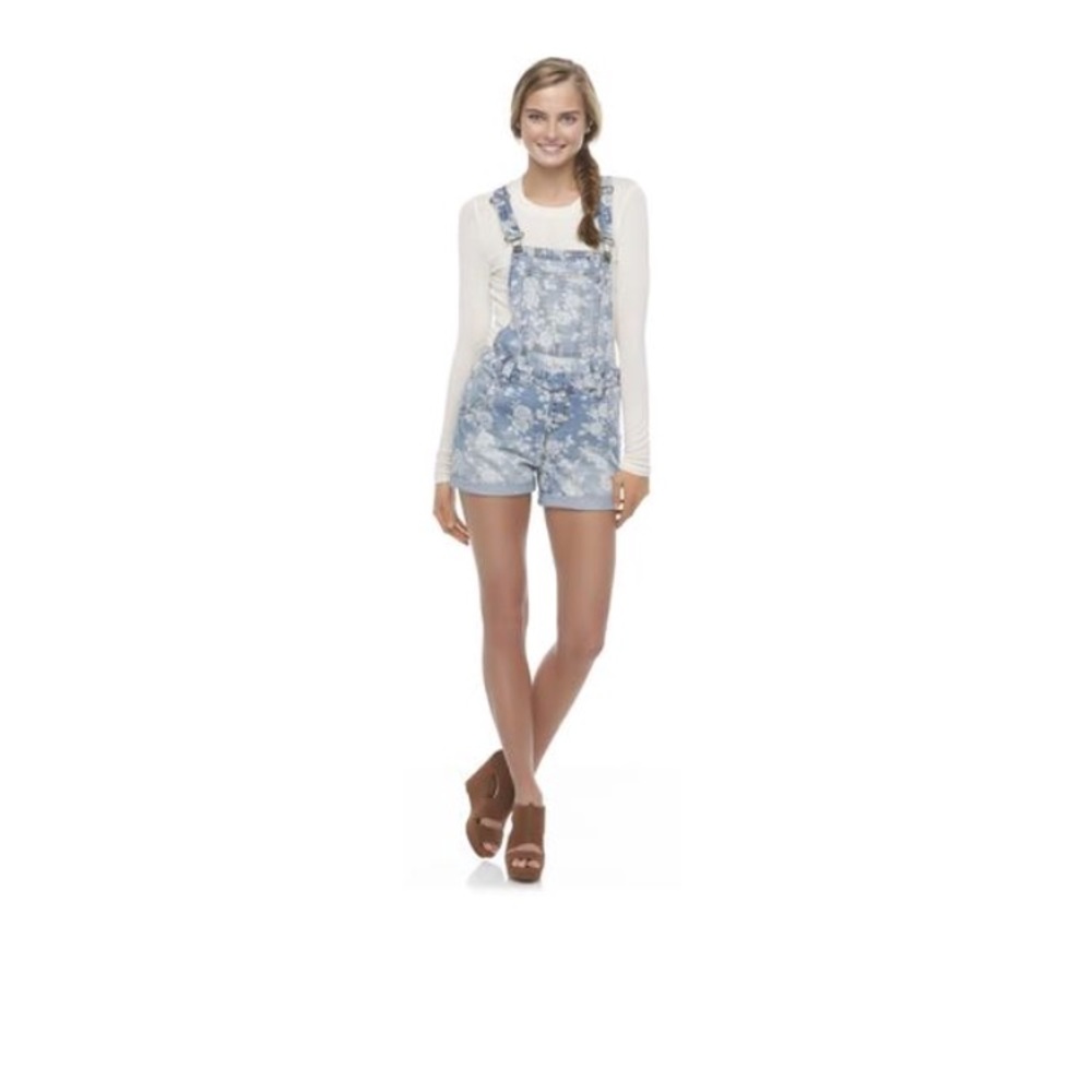 Joe Boxer Denim Floral Romper Overalls - Picture 1 of 8